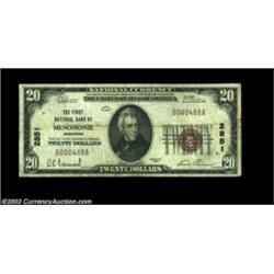 Menomonie, WI - $20 1929 Ty. 1 The First NB Ch. # 2851Decent Fine-Very Fine small example from the o