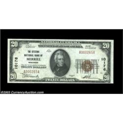 Merrill, WI - $20 1929 Ty. 1 The Citizens NB Ch. # 10176Bright Choice Crisp Uncirculated, trimmed a
