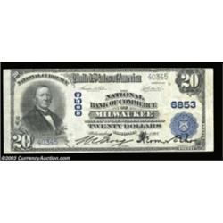 Milwaukee, WI - $10, $20 1902 Plain Back Fr. 632, 658 The NB of Commerce Ch. # 6853Two pieces, both