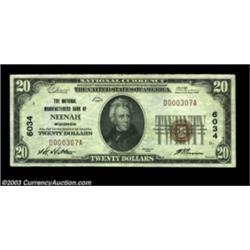 Neenah, WI - $20 1929 Ty. 1 The National Manufacturers Bank Ch. # 6034Bright Extremely Fine-About Un