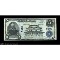 Shawano, WI - $5 1902 Plain Back Fr. 606 The Wisconsin NB Ch. # 6403The second title used by this ba