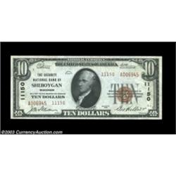 Sheboygan, WI - $10 1929 Ty. 2 The Security NB Ch. # 11150Small notes only from this bank. Extremely