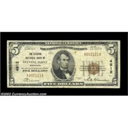 Stevens Point, WI - $5 1929 Ty. 1 The Citizens NB Ch. # 4912Evenly circulated Fine+ example from thi
