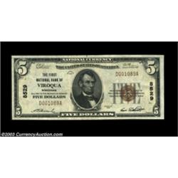 Viroqua, WI - $5 1929 Ty. 1 The First NB Ch. # 8529As nice a small size note as we've seen from this