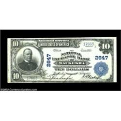 Waukesha, WI - $10 1902 Plain Back Fr. 634 The National Exchange Bank Ch. # 2647A much above average