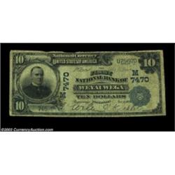 Weyauwega, WI - $10 1902 Plain Back Fr. 624 The First NB Ch. # (M)7470Well circulated but intact Ver