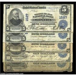 An Assortment of Mixed State Third Charter Blue SealsBoston, MA - $5 1902 Plain Back  Fr. 598 The We