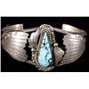 Image 1 : Navajo Signed Sterling Silver And Turquoise Cuff
