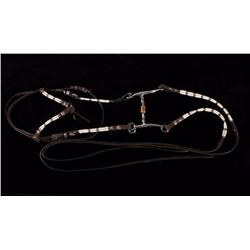 Carved Bone & Silver Beaded Headstall & Bit