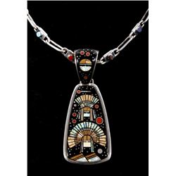 Zuni Excellent Inlaid Mosaic Sterling Necklace