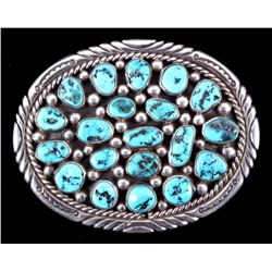Navajo Sterling Turquoise Belt Buckle Tommy Moore