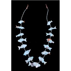 Hand Carved Turquoise Graduated Fish Necklace