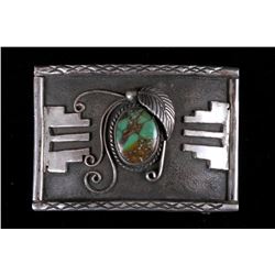 Navajo Silver and Turquoise Belt Buckle