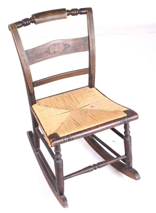Colonial Style Rocking Chair With Inlaid Wood