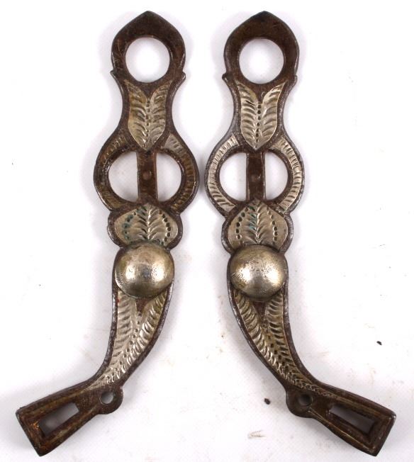 Antique Horse Bit Inlaid Silver Cheek Pieces