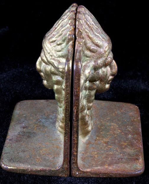 Vintage Cast Brass Indian Head Bookends