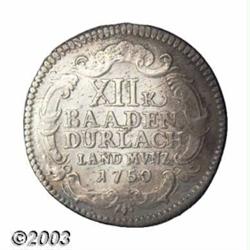 Baden. Karl Friedrich 12 Kreuzer 1750 BC,