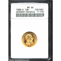 Prussia. Friedrich III gold 10 Mark 1888A,