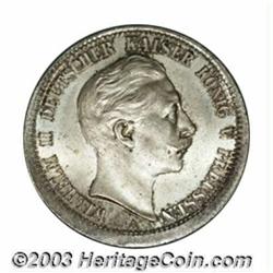 Prussia. Wilhelm II 2 Mark 1906A struck 10% off-center at 6 o'clock with a plain edge,