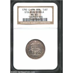 Stolberg. Karl Ludwig 1/6 Taler 1790,