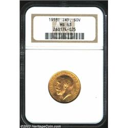 George V gold Sovereign 1918I,