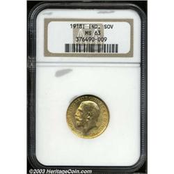 George V gold Sovereign 1918I,