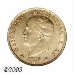Kingdom of Napoleon. Gold 40 Lire 1814M,