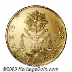 Gold 20 Pesos 1877-Go M/S,