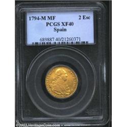 Carlos IIII gold 2 Escudos 1794-M MF,
