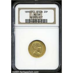 Alfonso XIII gold 20 Pesetas 1890 (90),