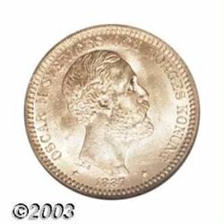 Oscar II gold 20 Kronor 1887EB,