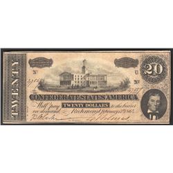 1864 $20 The Confederate States of America Note