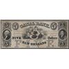 Image 1 : 1800s $5 Canal Bank of New Orleans Obsolete Bank Note