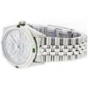 Image 8 : Mens Rolex Stainless Steel Meteorite Diamond and Emerald Datejust Wristwatch