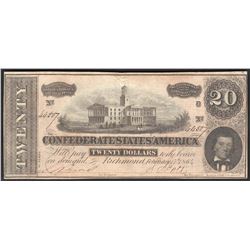 1864 $20 The Confederate States of America Note