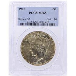 1925 $1 Peace Silver Dollar Coin PCGS MS65