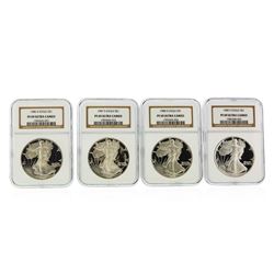 Set of (4) 1986-1989 $1 American Silver Eagle Coins NGC PF69 Ultra Cameo