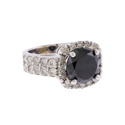 14KT White Gold 5.59ctw Fancy Black and White Diamond Ring