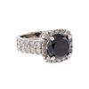Image 1 : 14KT White Gold 5.59ctw Fancy Black and White Diamond Ring