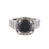 Image 2 : 14KT White Gold 5.59ctw Fancy Black and White Diamond Ring