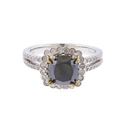 14KT White Gold 4.27ctw Fancy Black and White Diamond Ring