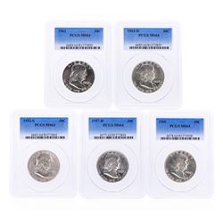 Set of (5) Franklin Half Dollar Coins PCGS Graded MS64