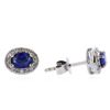 Image 2 : 18KT White Gold 1.01ctw Blue Sapphire and Diamond Stud Earrings