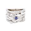 Image 2 : 14KT White Gold 0.18ct Blue Sapphire and Diamond Ring
