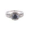 Image 2 : 14KT White Gold 2.50ctw Fancy Black and White Diamond Ring