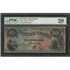 Image 1 : 1869 $10 Legal Tender Large Red Seal Rainbow Note PMG Graded VF20