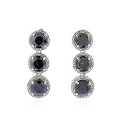 14KT White Gold 10.83ctw Fancy Black and White Diamond Earrings