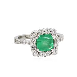 14KT White Gold 1.33ct Emerald and Diamond Ring