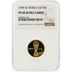 1994-W $5 World Cup Gold Coin NGC Graded PF69 Ultra Cameo