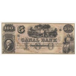 1800s $100 Canal Bank New Orleans Obsolete Bank Note